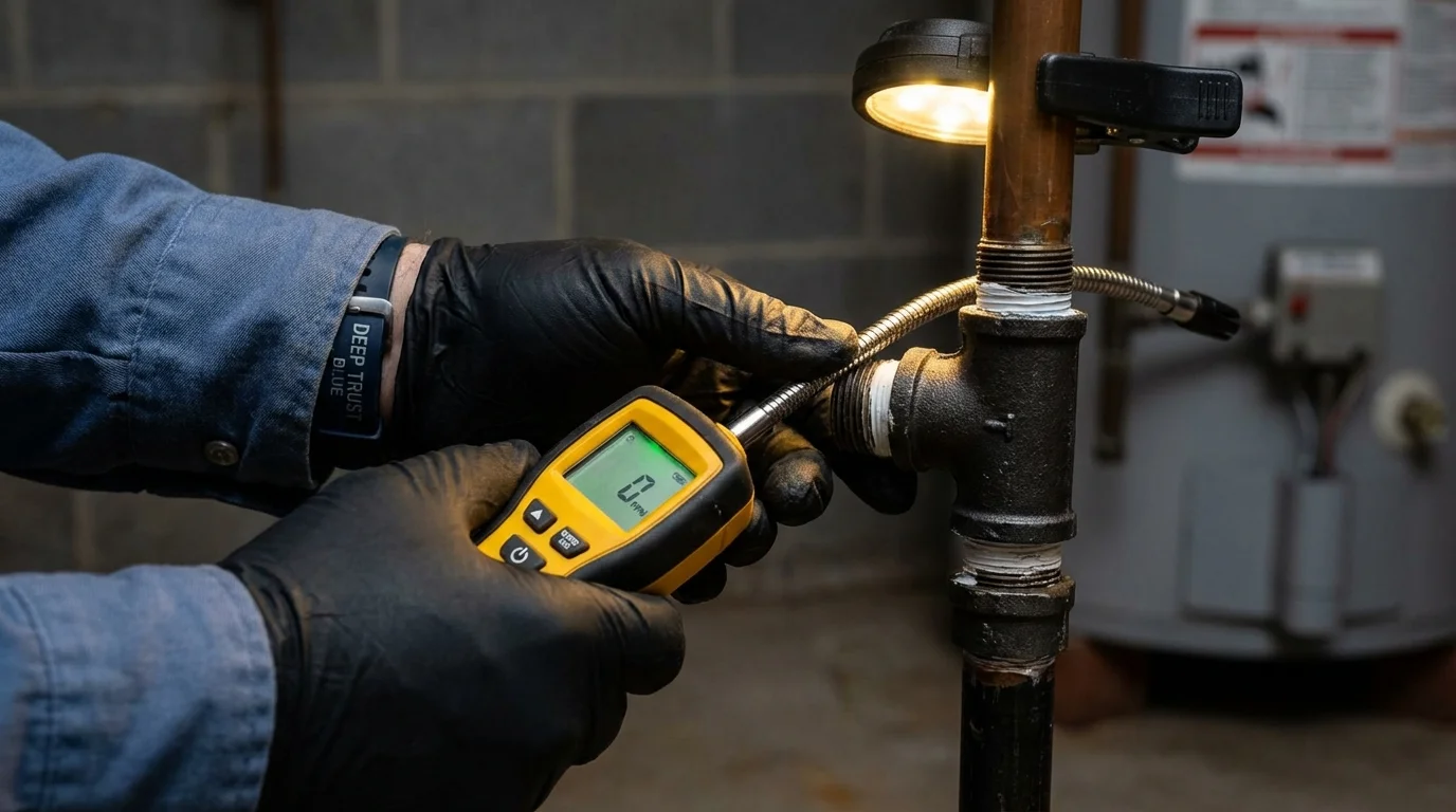 Gas leak detection with electronic sniffer by Johns Plumbing LLC in Hydesville