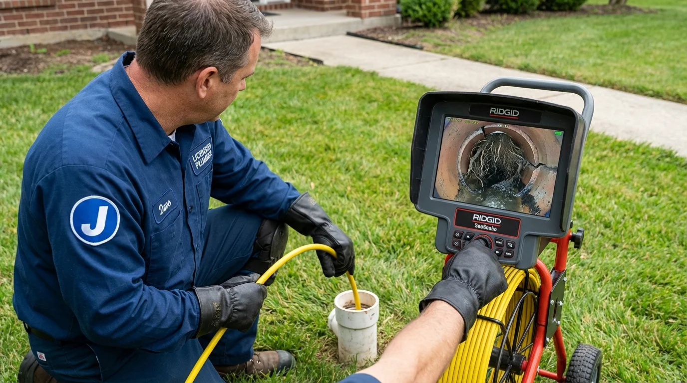 Sewer camera inspection being performed by Johns Plumbing LLC in Hydesville