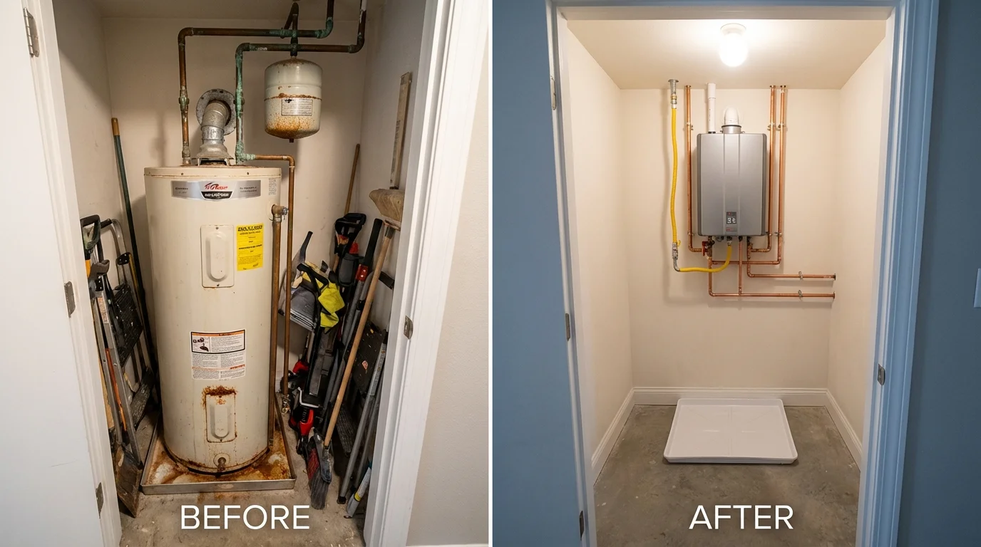 Tank water heater versus wall-mounted tankless unit comparison for Hydesville, CA homeowners